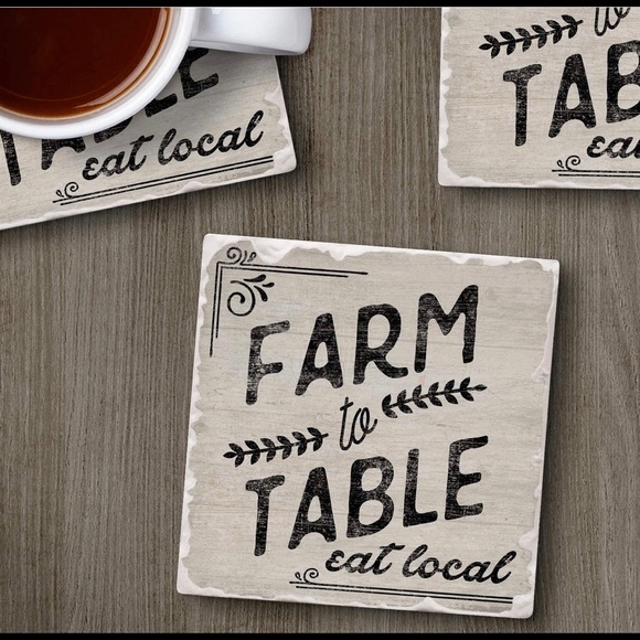 FARM TO TABLE STONEWARE COASTER SET - Picture 9 of 14